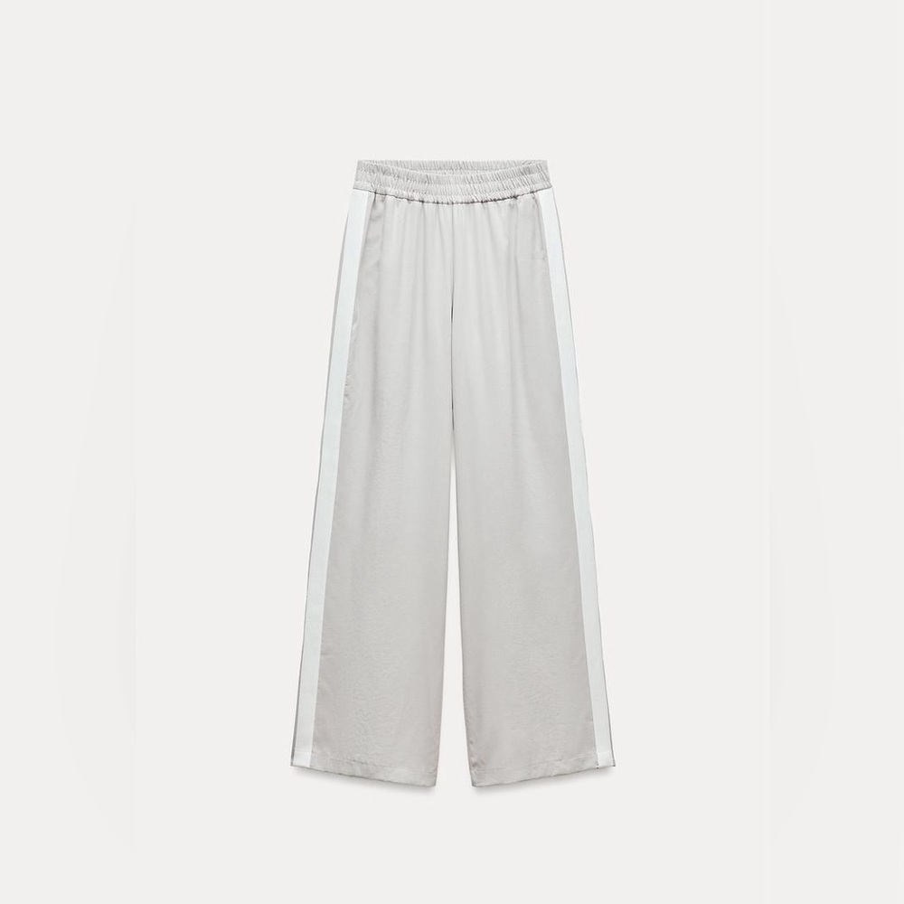 NWT Zara Light Gray Elastic Waist Pants size L